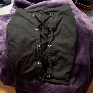 Black Lace-Up Women's Skirt